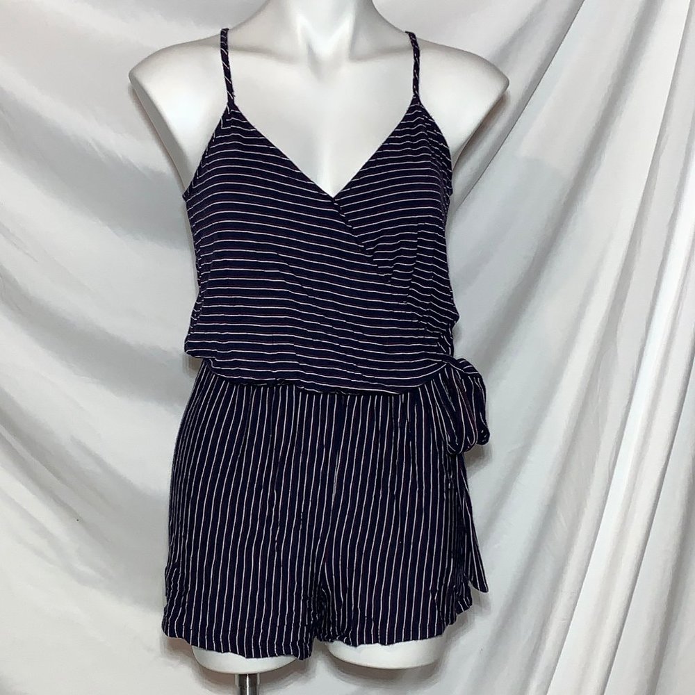 Romper, Mossimo Navy Red White Striped with Side Tie, Small
